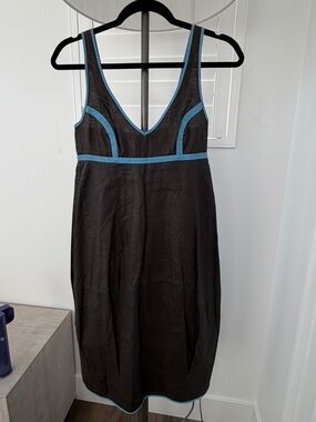 Zero + Maria Cornejo Black Dress with Teal Trim